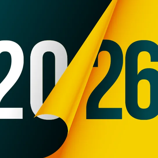 Year 2025 calendar paper peeling to reveal 26 in place of 25