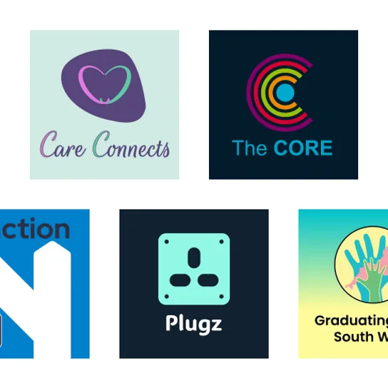 App icons: South Ayrshire's Care Connects, Blackpool's The Core, Cheshire East's Junction 16 plus, Nottingham City's Plugz, South West region's Graduating Care South West.