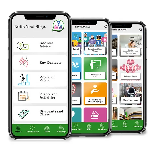 Screenshot of Nottinghamshire Care Leavers App