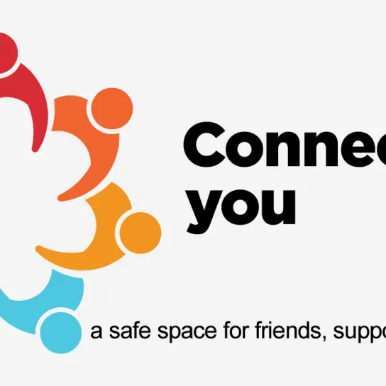 Logo of Connecting You with tag line "a safe space for friends, support and sharing"